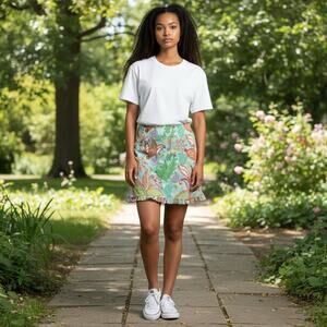 NWT Jean-Pierre Klifa Paris Floral Skort XS Ruffle Hem Side Pockets